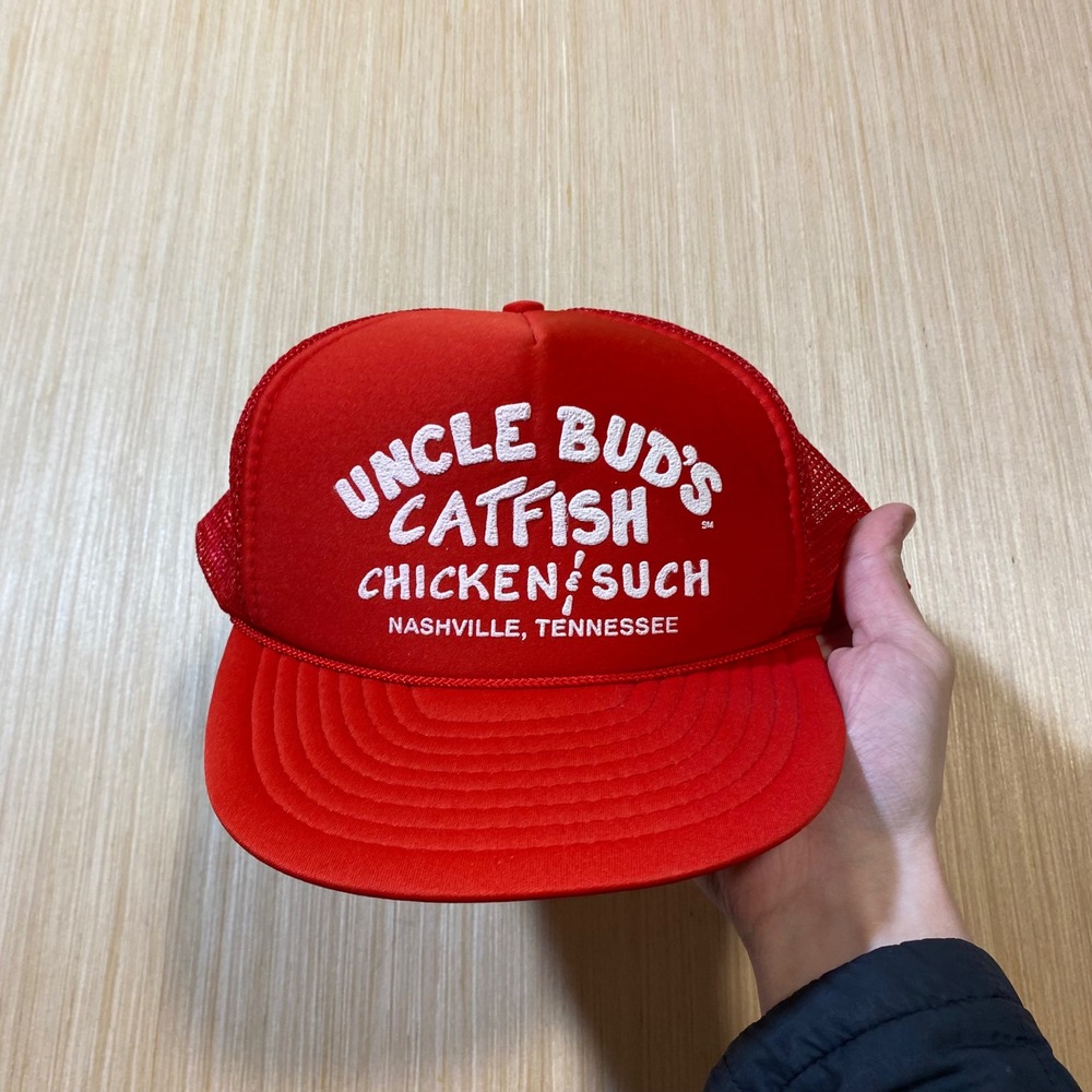 Uncle Bud's Catfish Chicken & Such Nashville Red Trucker Hat Nissin Cap Snapback